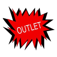 outlet white stamp text on red blast