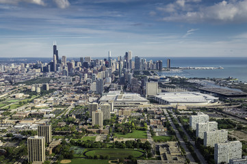 Naklejka na ściany i meble Aerial view of Chicago Downtown
