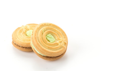 Obraz na płótnie Canvas cookie biscuit with cream on white