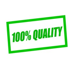 one hundred percent quality green stamp text on white