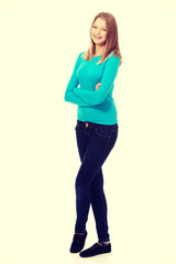 Young woman with toothy smile