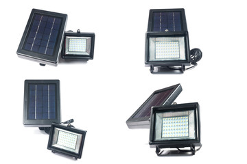 Solar panels with Spotlights isolate on white
