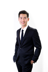 Young Asian businessman white background