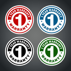 One year warranty badge. Different colors