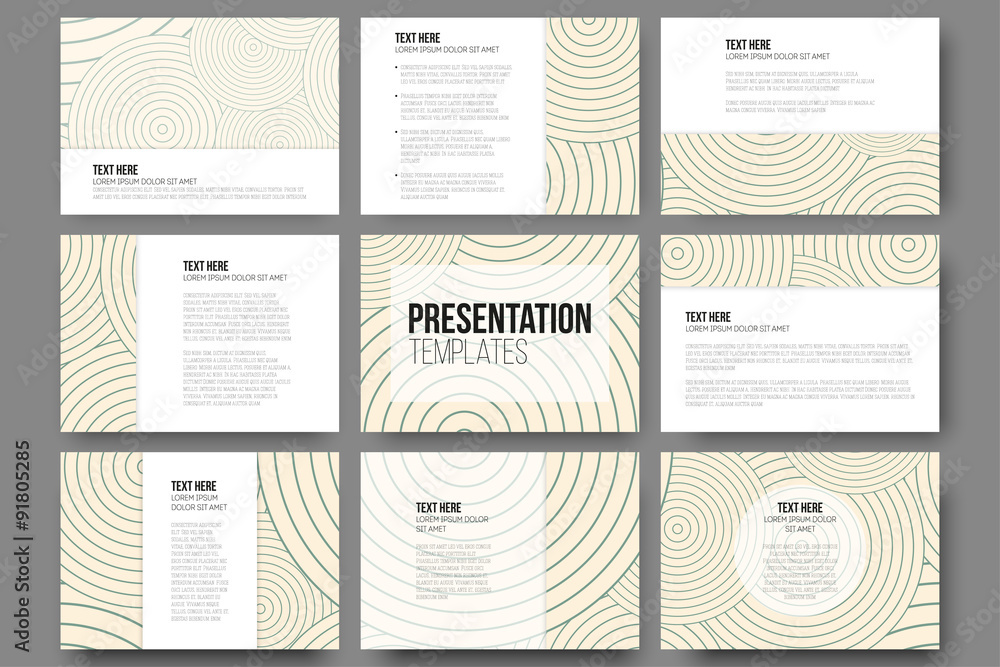 Poster set of 9 templates for presentation slides. modern stylish
