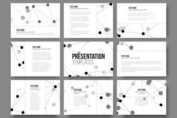 Set of 9 vector templates for presentation slides. Molecule