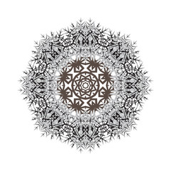 Round ornamental vector shape, pattern of snowflake isolated on