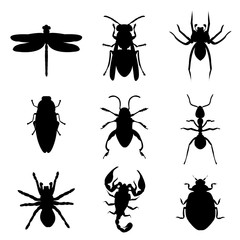 Insect Bug Animal Silhouette Icon Black Vector illustration
