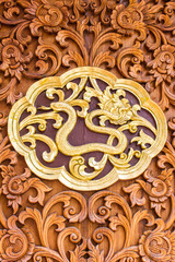 snack wood Carving Wall sculptures in thai temple