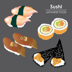 Sushi roll Food Japanese menu rice seafood illustration vector cartoon

