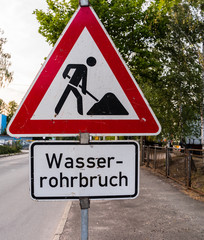 Achtung Baustelle Wasserrohrbruch