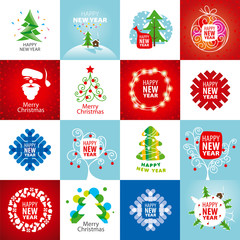large set of vector logos for the new year