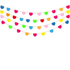 Color heart flags banner