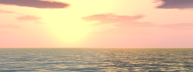 Naklejka na ściany i meble Conceptual sea water and sunset sky banner