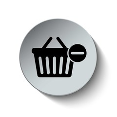 Shopping basket icon. Basket icon. Remove item. Button. Vector i