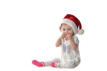  baby girl in Santa hat
