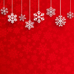 Christmas background with hanging snowflakes