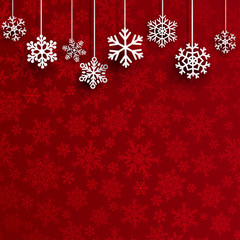 Christmas background with hanging snowflakes