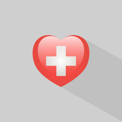 Love Switzerland symbol with shadow