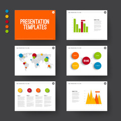 Presentation slides with infographic elements