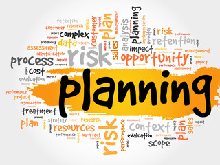 Word Cloud with PLANNING related tags, business concept