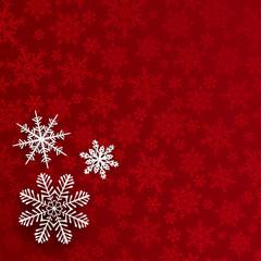 Naklejka na ściany i meble Christmas background with paper snowflakes