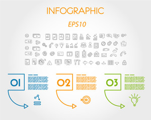 colorful linear infographic squares with arc