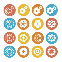Gear Icon Set. Flat Design. Vector