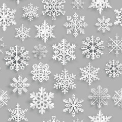 Naklejka na ściany i meble Christmas seamless pattern with paper snowflakes