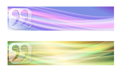 Set of two banners with waves and transparent quotation mark