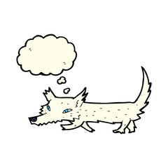 cartoon little wolf with thought bubble