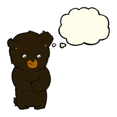 cute cartoon black bear with thought bubble