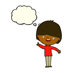 cartoon happy boy with thought bubble