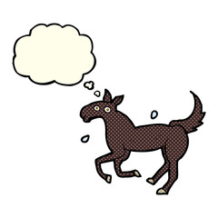 cartoon horse sweating with thought bubble