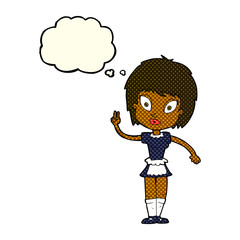 cartoon maid with thought bubble
