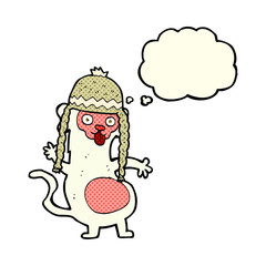 funny cartoon monkey with thought bubble