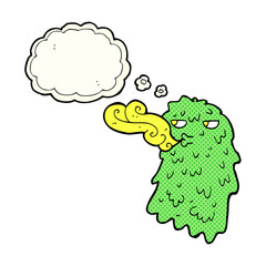 cartoon gross ghost with thought bubble