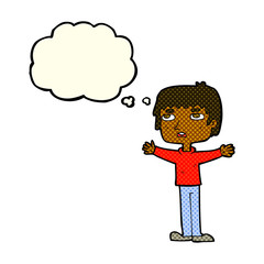 cartoon nervous man with thought bubble