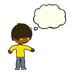 Obraz na płótnie Canvas cartoon confused boy with thought bubble