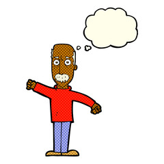 cartoon angry old man with thought bubble