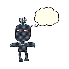 cartoon robot with thought bubble