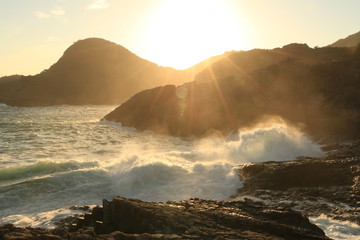 日向岬の海岸夕陽