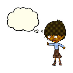 cartoon woman stressing out with thought bubble