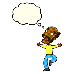cartoon old man having a fright with thought bubble