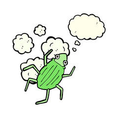 cartoon bug with thought bubble