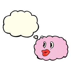 cartoon cloud symbol with thought bubble