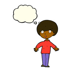 cartoon surprised man with thought bubble