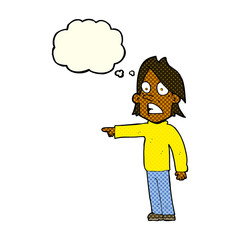 cartoon surprised man with thought bubble