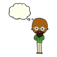 cartoon annoyed old man with thought bubble