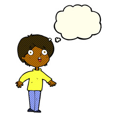 cartoon surprised man with thought bubble